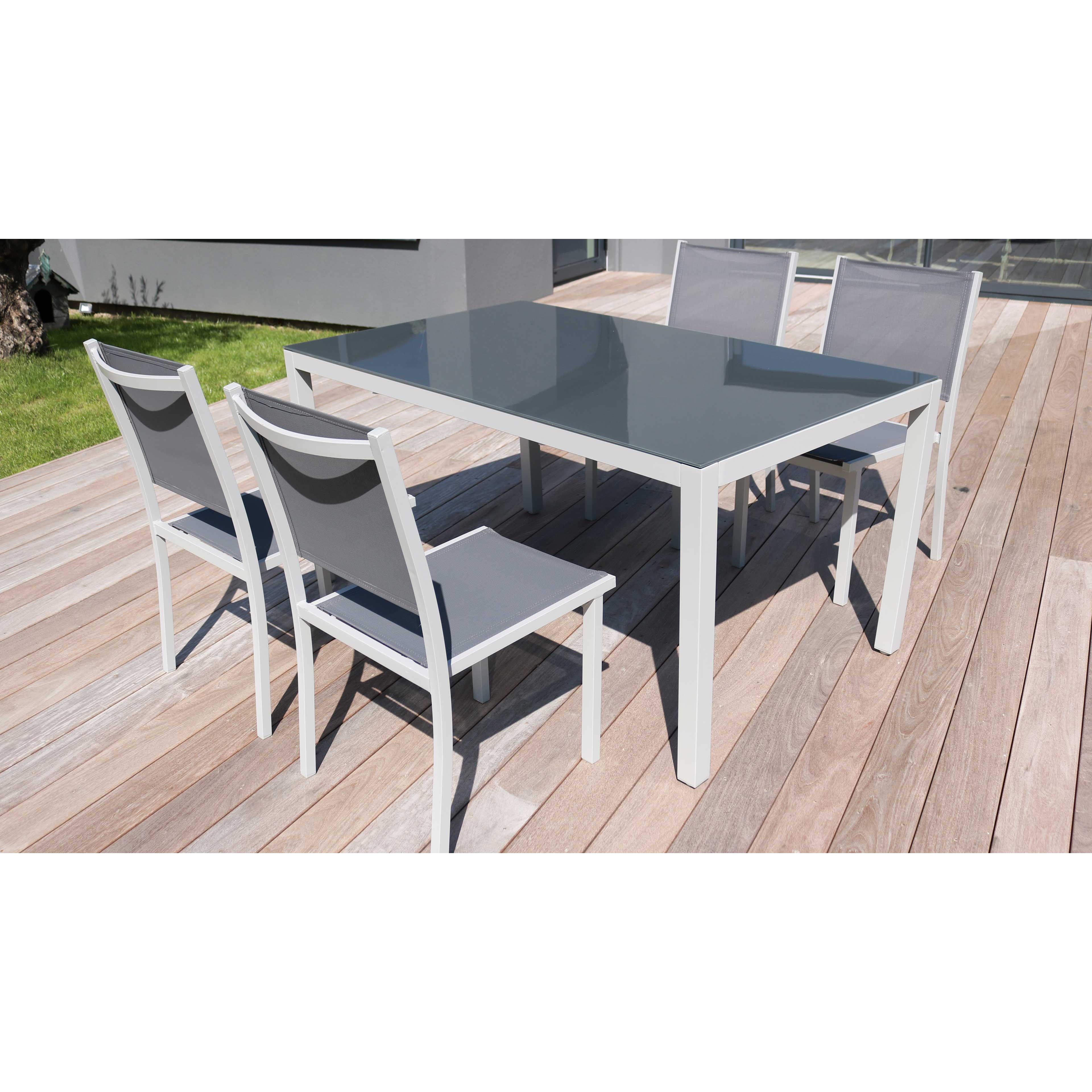 Salon de jardin aluminium table de jardin 6 places
