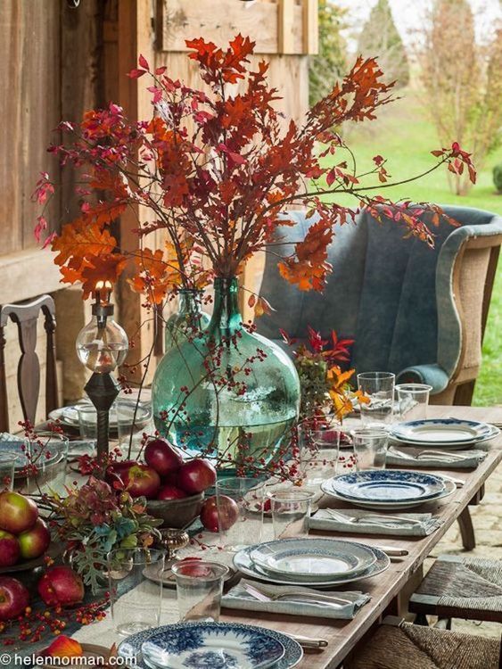 table de jardin déco automne
