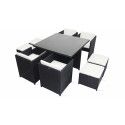 Table de jardin en résine tressée 8 fauteuils et 4 poufs Table de jardin en résine tressée 8 fauteuils et 4 poufs