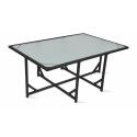 Table de jardin en résine tressée avec plateau en verre Table de jardin en résine tressée avec plateau en verre