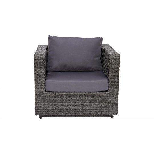 Fauteuil salon de jardin gris en résine coussins gris Boutique jardin