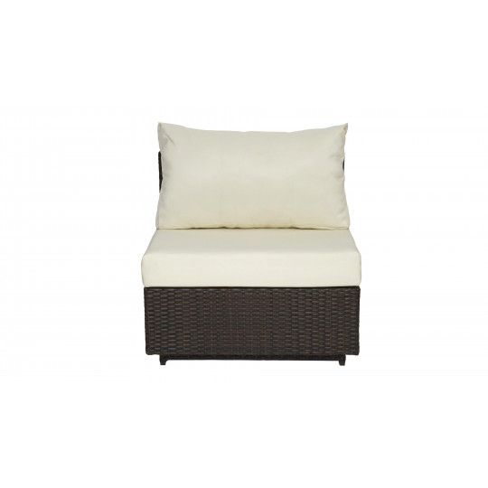 Fauteuil en résine marron coussins blancs Boutique jardin