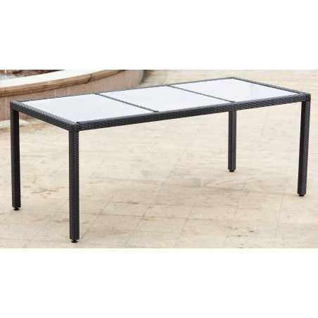 Table de jardin en résine tressée structure aluminium Table de jardin en résine tressée structure aluminium