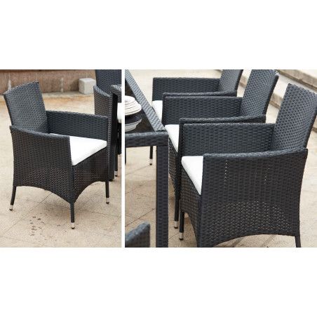 Fauteuil de jardin en résine tressée avec coussins déhoussables Fauteuil de jardin en résine tressée avec coussins déhoussables