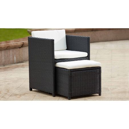 Fauteuil + Pouf de jardin résine tressée Fauteuil + Pouf de jardin résine tressée