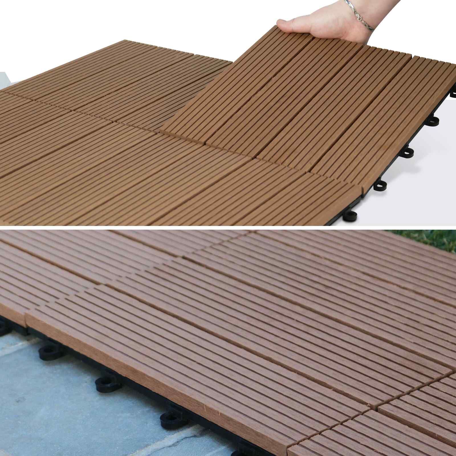 Dalle terrasse clipsable bois composite Oviala