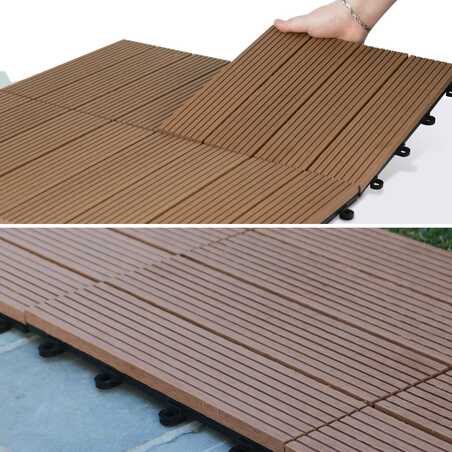 Dalle de terrasse clipsable en bois composite Dalle de terrasse clipsable en bois composite