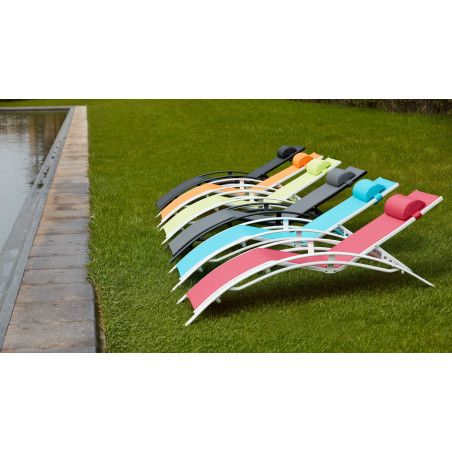 Bains de soleil gris en aluminium et textilène Bains de soleil gris en aluminium et textilène
