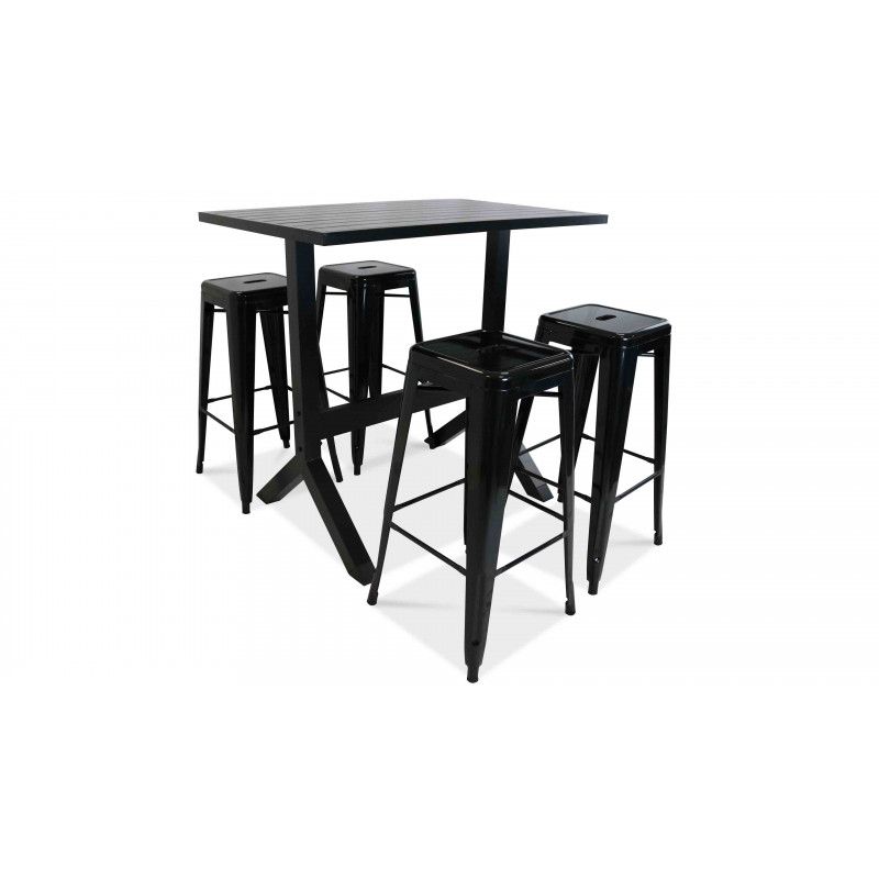 Table de jardin haute et 4 tabourets Table de jardin haute et 4 tabourets
