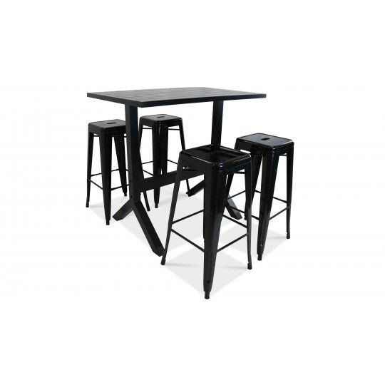 Table de jardin haute et 4 tabourets