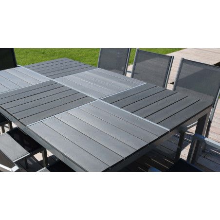 Grande table jardin aluminium bois composite Grande table jardin aluminium bois composite