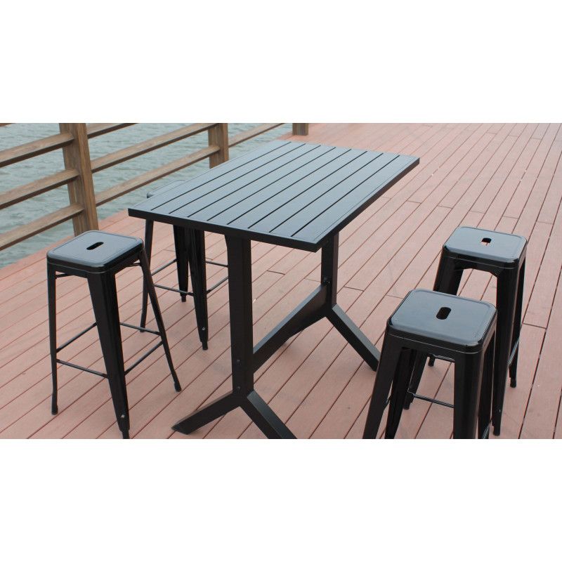 Table haute de jardin 4 tabourets métal Oviala