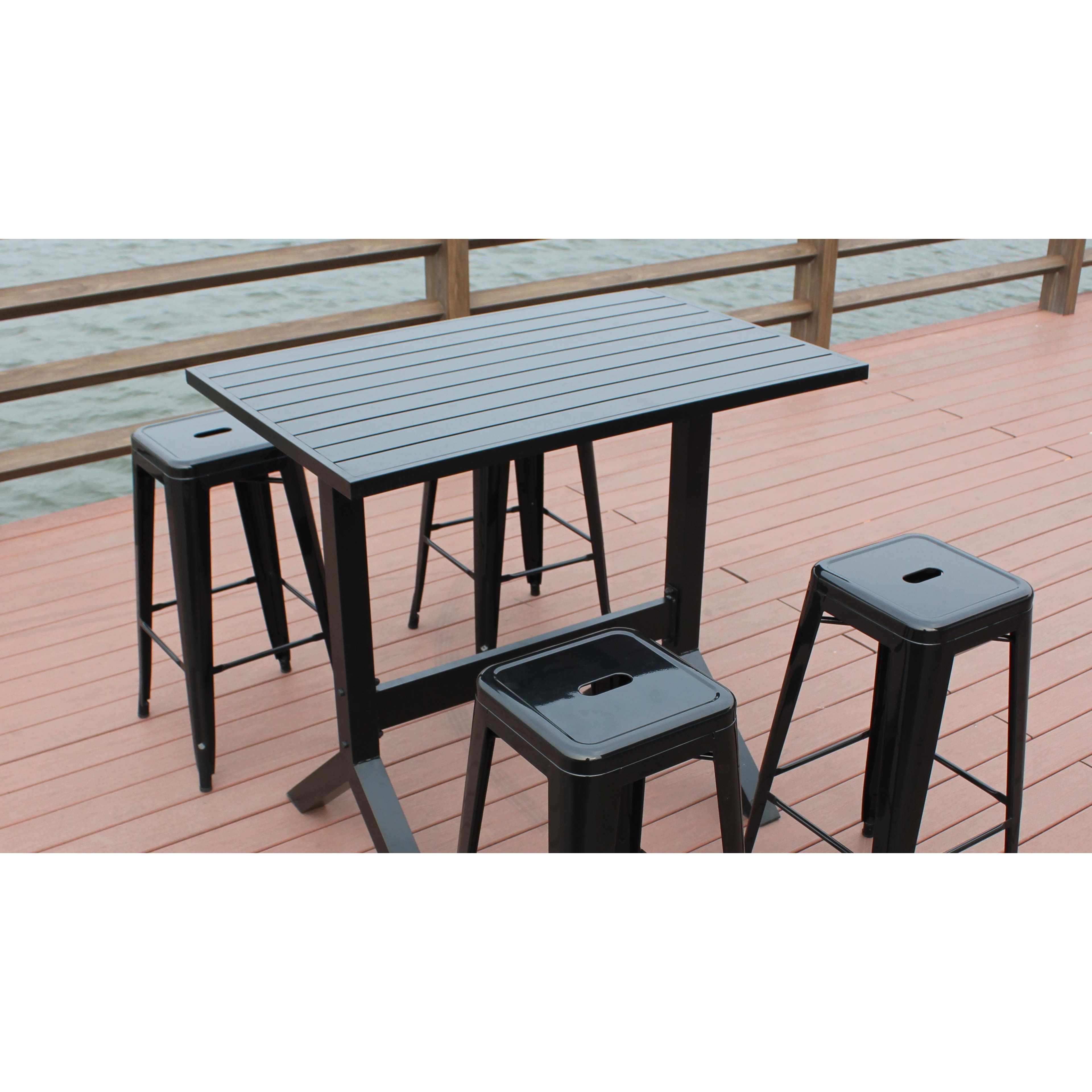 Table haute de jardin 4 tabourets métal