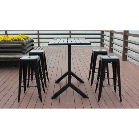 Table de jardin haute et 4 tabourets OVIALA Table de jardin haute et 4 tabourets OVIALA