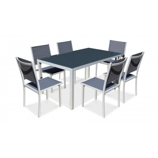 Ensemble table de jardin et 6 chaises en aluminium