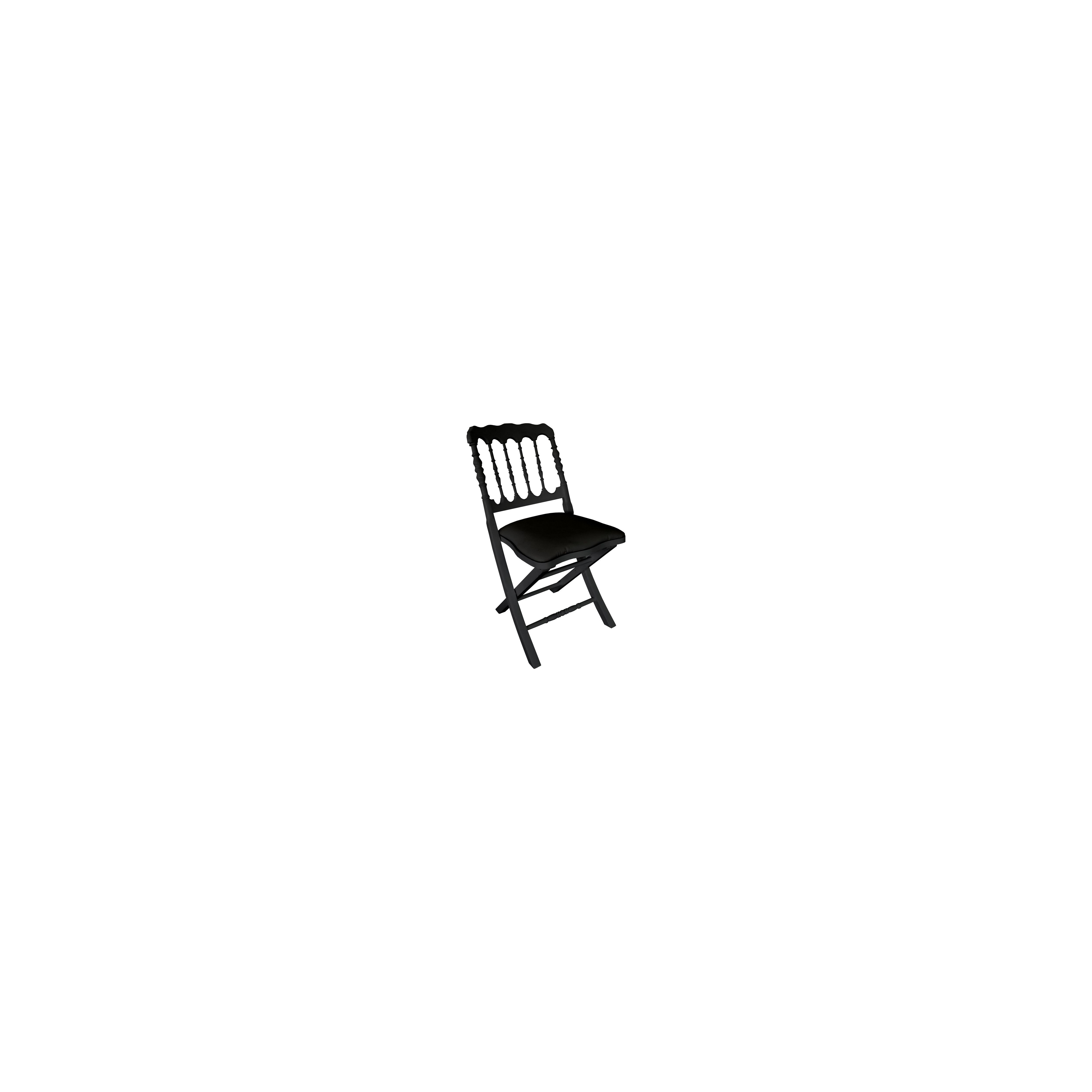 Chaise pliante noire en bois