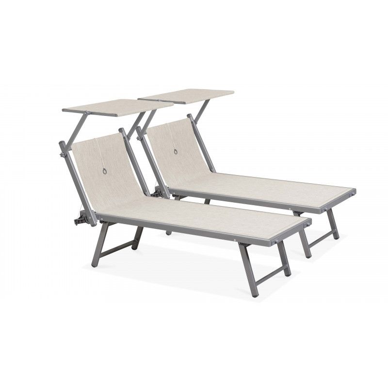 Bain de soleil blancs avec ombrelles lot de 2 Bain de soleil blancs avec ombrelles lot de 2