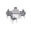 Ensemble table et chaise de jardin en aluminium et céramique motif Tripod, 6 chaises, 2 fauteuils Ensemble table et chaise de jardin en aluminium et céramique motif Tripod, 6 chaises, 2 fauteuils