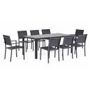 Salon de jardin 8 personnes en aluminium et céramique motif Tripod, 1 table, 6 chaises, 2 fauteuils Salon de jardin 8 personnes en aluminium et céramique motif Tripod, 1 table, 6 chaises, 2 fauteuils