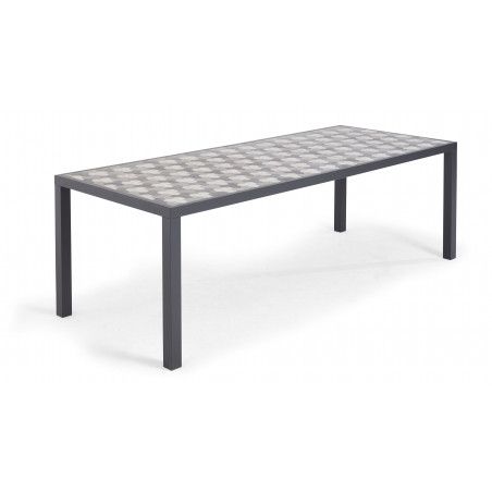 Table de jardin avec plateau céramique motif tripod Table de jardin avec plateau céramique motif tripod