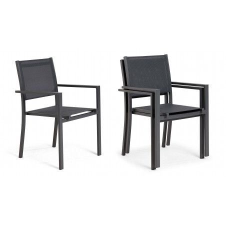 Fauteuils de jardin empilables alu gris foncé Fauteuils de jardin empilables alu gris foncé