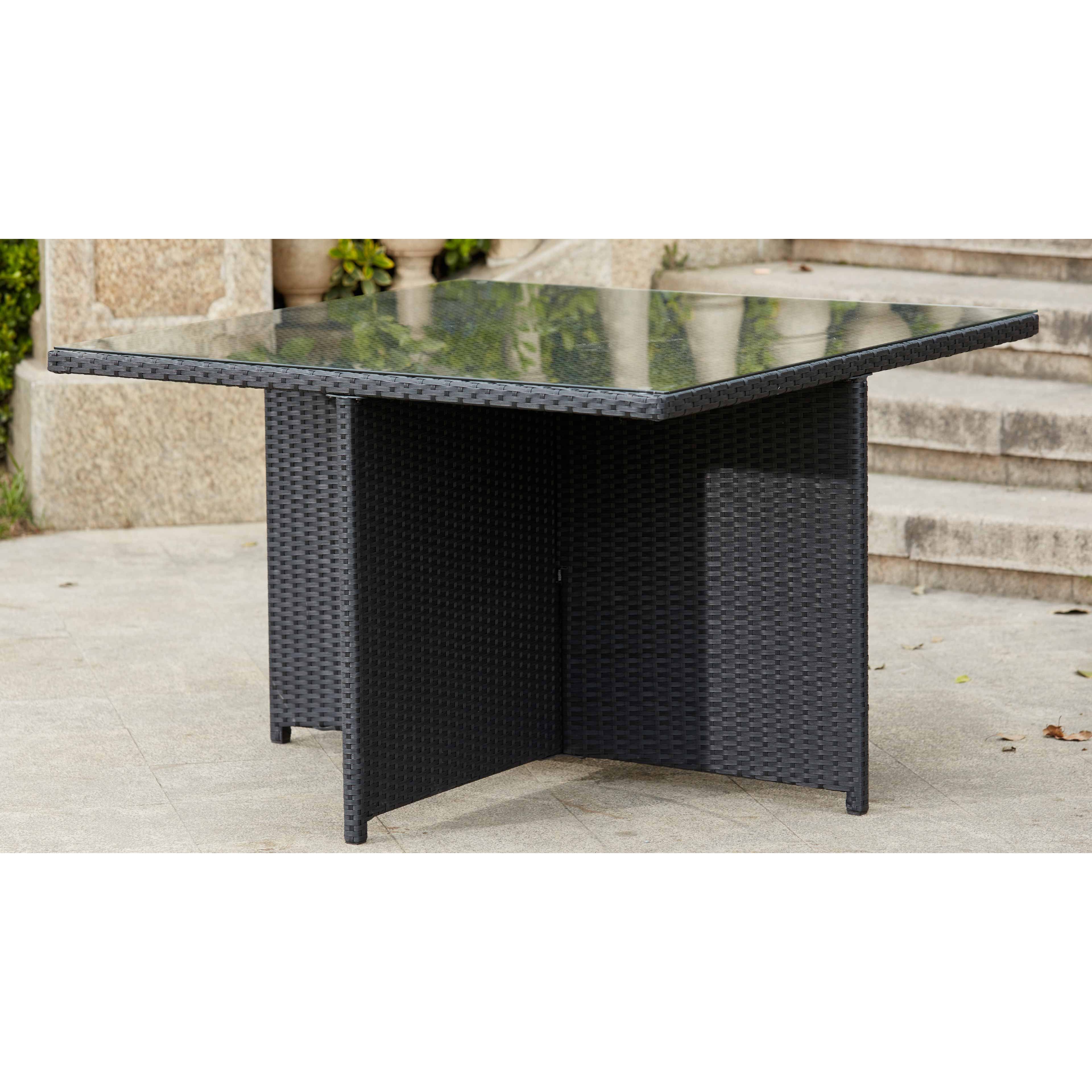 Table de jardin carrée en résine et verre BIARRITZ