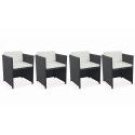 Lot de 4 fauteuils de jardin en résine tressée avec coussins blancs | BIARRITZ Lot de 4 fauteuils de jardin en résine tressée avec coussins blancs | BIARRITZ