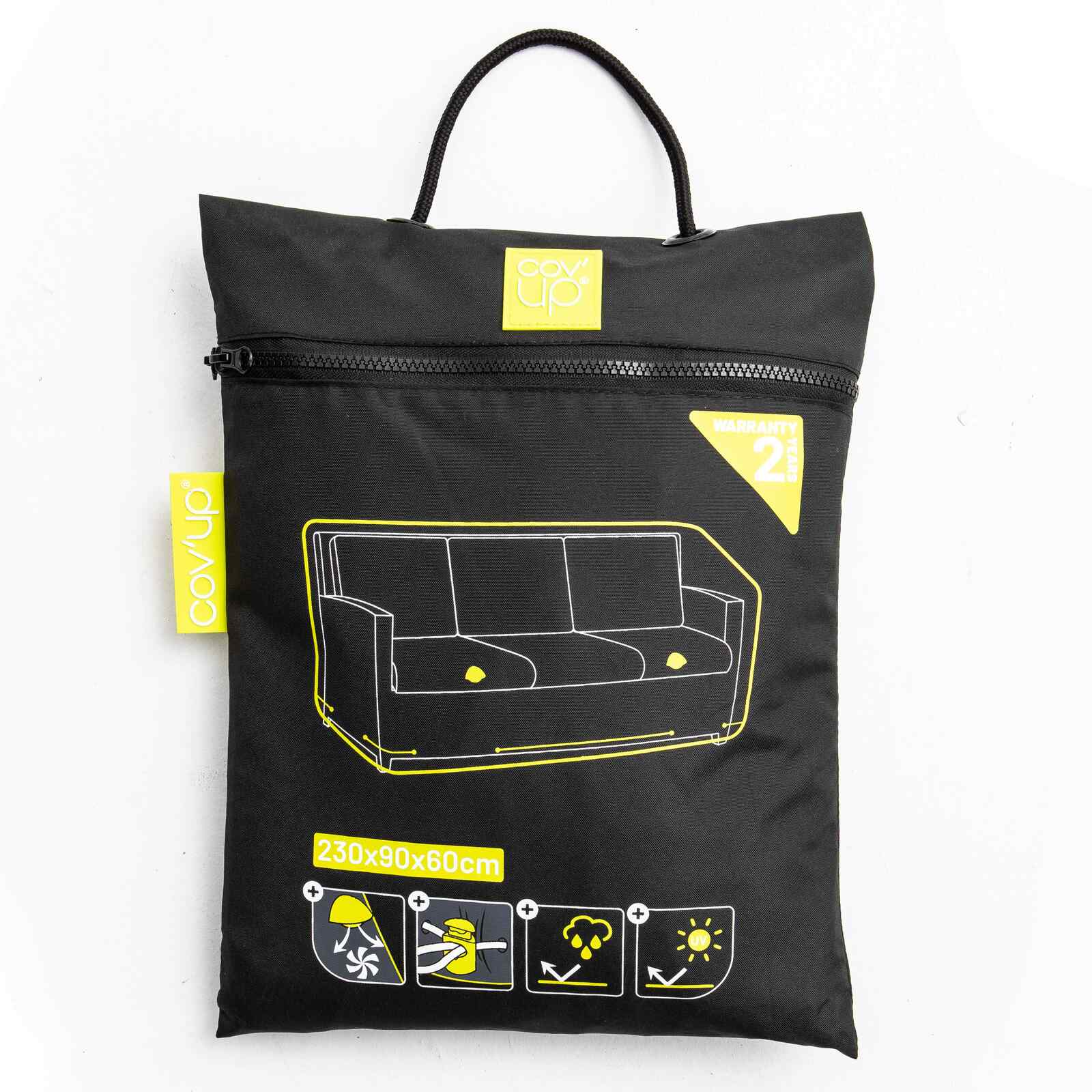 Housse de canapé extérieur noire 230 x 90 x 60 cm