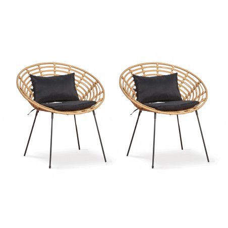 Lot de 2 fauteuils imitation rotin Lot de 2 fauteuils imitation rotin