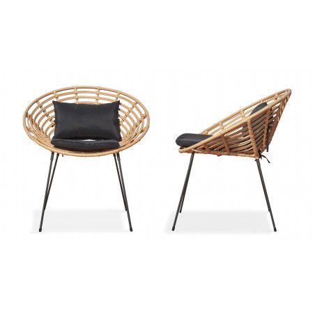 Fauteuil en rotin pied métal Fauteuil en rotin pied métal