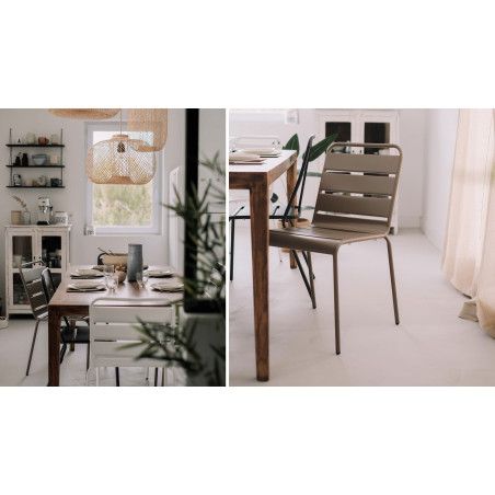 Chaise beige design en métal salle à manger Chaise beige design en métal salle à manger