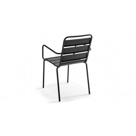 Chaise métal gris avec accoudoirs Chaise métal gris avec accoudoirs