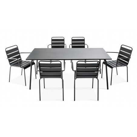 Ensemble table rectangulaire et 6 fauteuils Palavas Ensemble table rectangulaire et 6 fauteuils Palavas