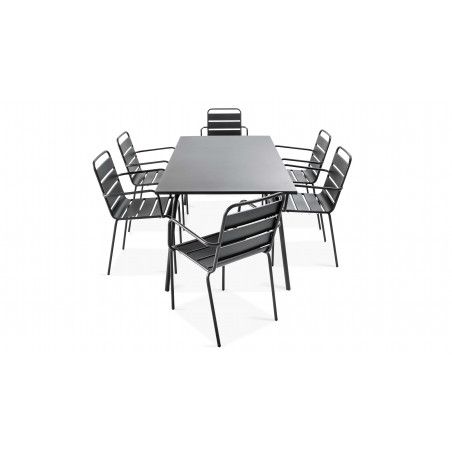 Ensemble table rectangulaire et 6 fauteuils Palavas Ensemble table rectangulaire et 6 fauteuils Palavas