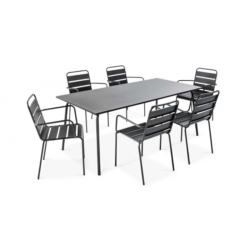 Ensemble table rectangulaire et 6 fauteuils Palavas Ensemble table rectangulaire et 6 fauteuils Palavas