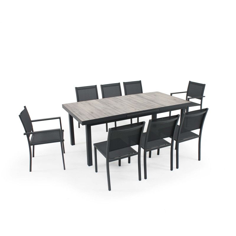 Table extensible de jardin céramique effet bois