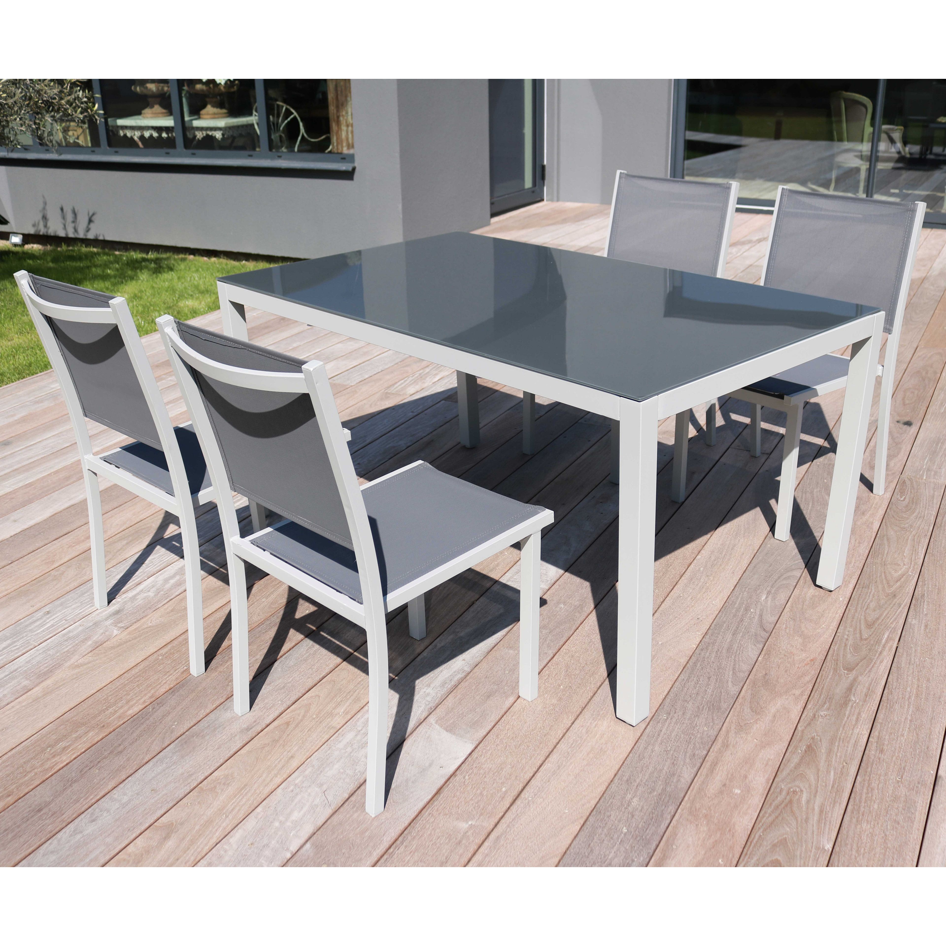 Salon de jardin aluminium table de jardin 6 places Oviala