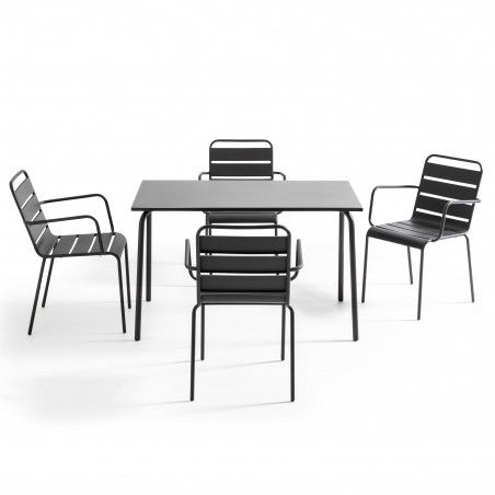Ensemble table rectangulaire (120 x 70 x 72 cm) et 4 fauteuils (2/12)