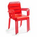 Table de jardin en métal 120x70 cm et 4 chaises avec accoudoirs | Oviala