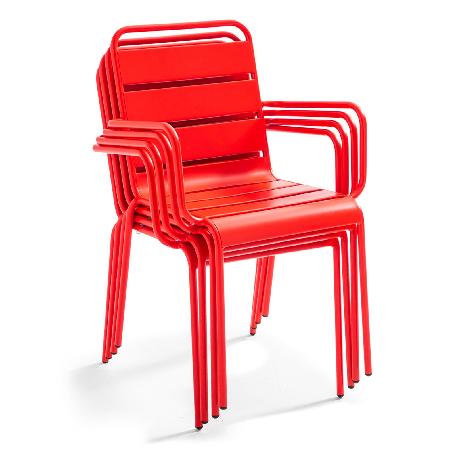 Table de jardin en métal 120x70 cm et 4 chaises avec accoudoirs | Oviala