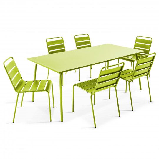 Table de jardin en métal 180x90 cm et 6 chaises (1/9)