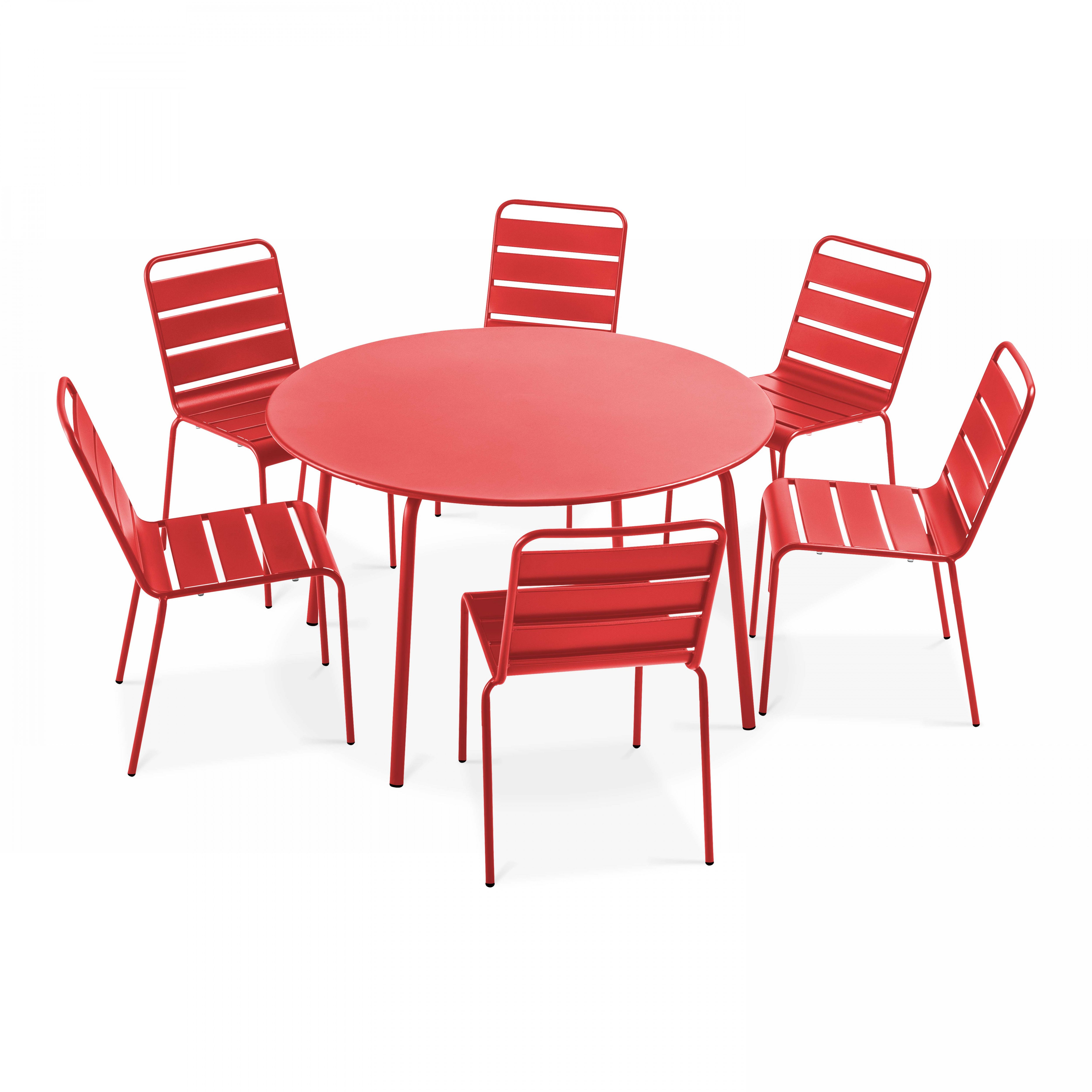 Table de jardin ronde et 6 chaises en métal