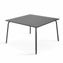 Table de jardin carrée 120 x 120 cm en métal et 8 chaises en métal