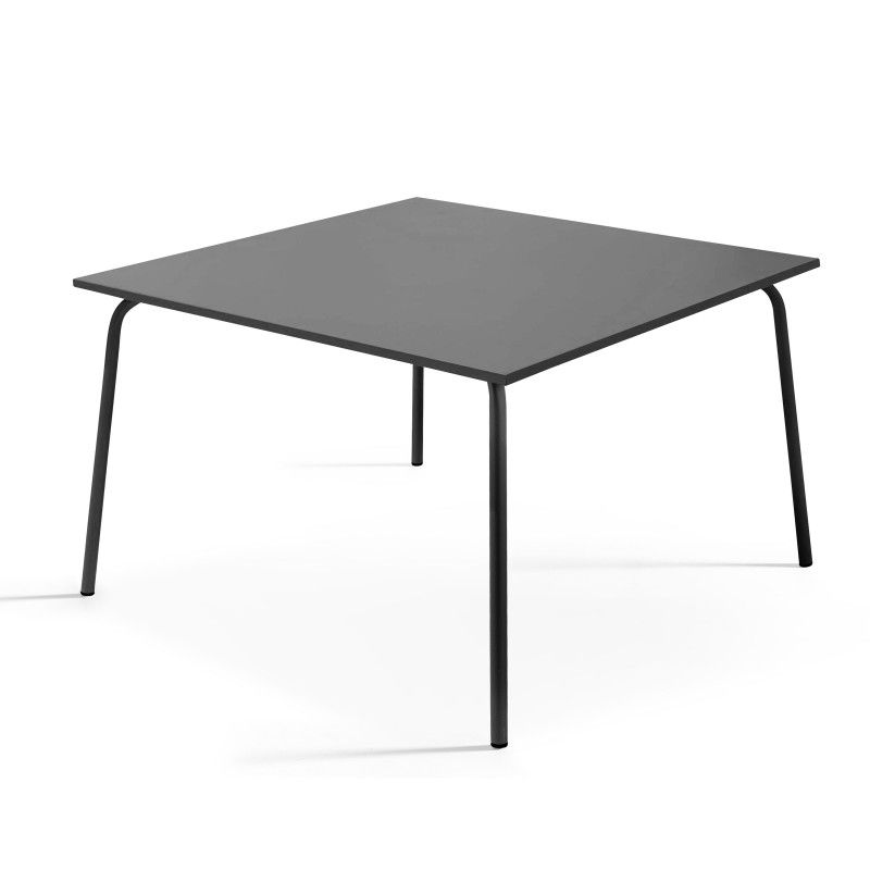 Table de jardin carrée 120 x 120 cm en métal et 8 chaises en métal