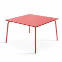 Table de jardin carrée 120 x 120 cm en métal et 8 chaises en métal