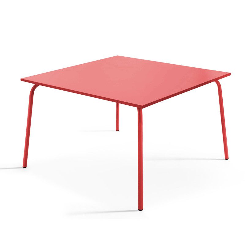 Table de jardin carrée 120 x 120 cm en métal et 8 chaises en métal