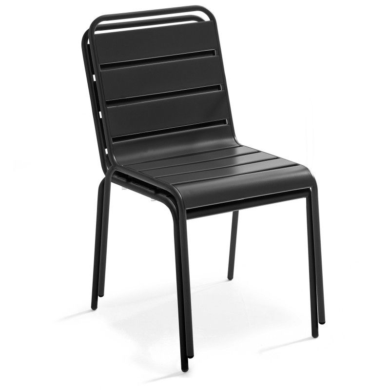 Table de jardin carrée 120 x 120 cm en métal et 8 chaises en métal