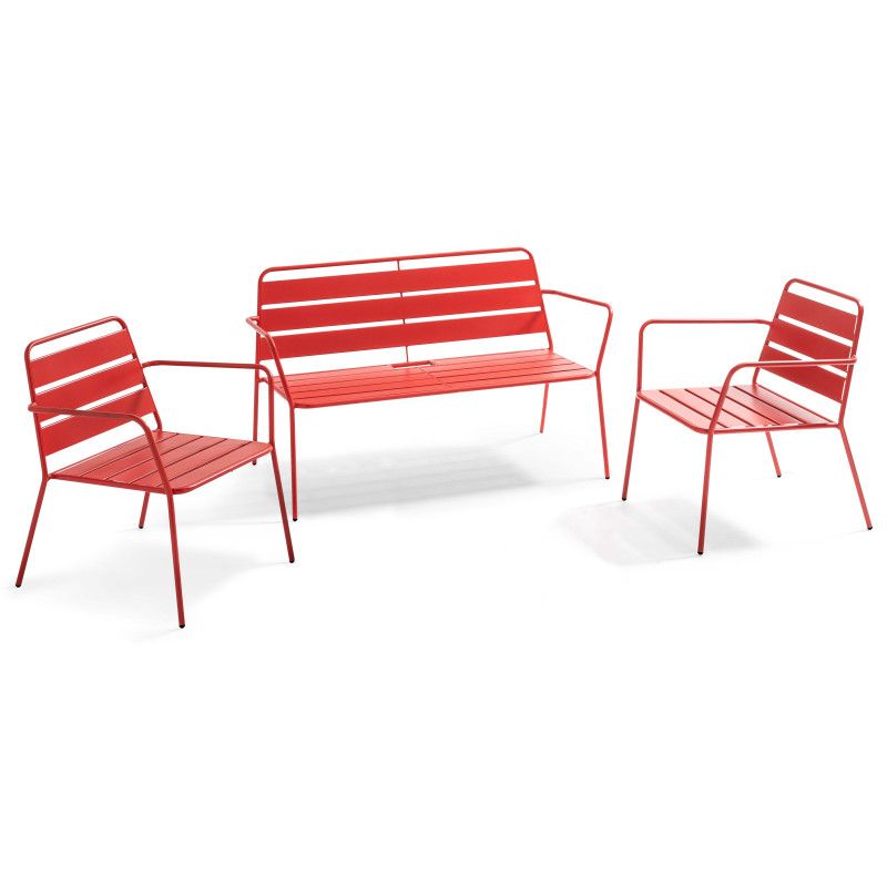 Salon de jardin en métal avec 2 fauteuils et 1 banc (1/5)