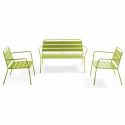 Salon de jardin 4 places en métal, avec 2 fauteuils et 1 banc (12/11)
