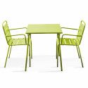 Table de jardin bistrot carrée en métal 70x70 cm et 2 chaises avec accoudoirs (1/5)